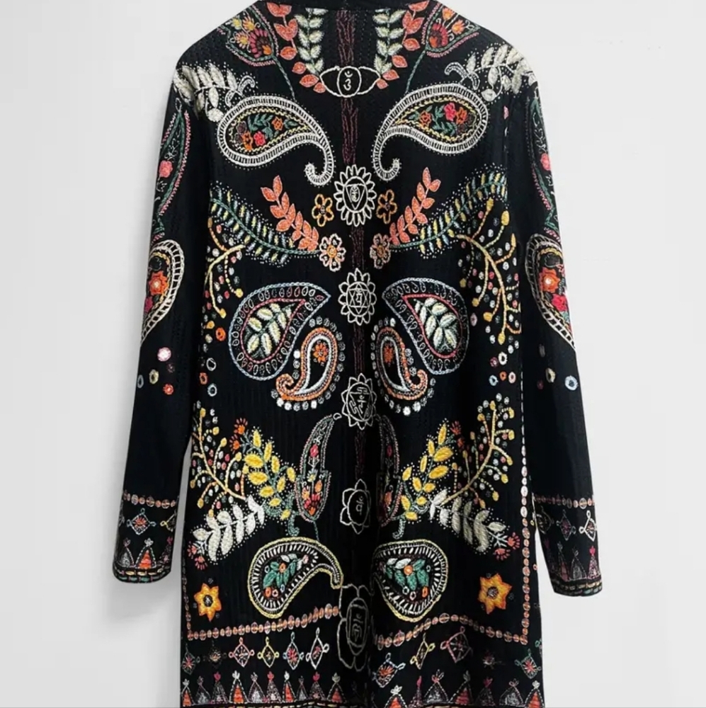 Southwest Paisley Chic Long Sleeve Open Cardigan Soft and Comfy Knit Size Medium - Picture 5 of 5